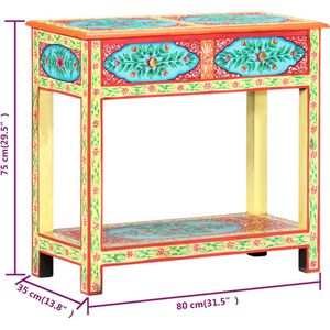 vidaXL - Wandtafel - handgeschilderd - 80x35x75 - cm - massief - mangohout