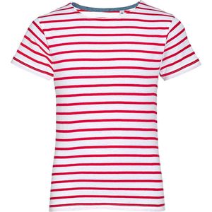 SOLS Kinderen/Kinderen Miles Gestreept T-Shirt met Korte Mouwen (Wit/rood)