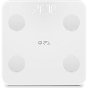 Digitale personenweegschaal met bio-impedantie- 18 gewichtmetrieken- BMI- visceraal vet- spiermassa- basismetaling- 10 gebruikers- app-tracking- bluetooth- wit