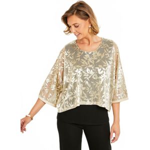 2 in 1 effect effen gebreide iriserende jacquard voile top