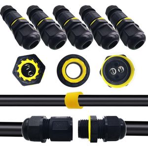 IP68 waterdichte Mini aansluitdoos in lijn 5-delige voedingsconnector voor verlengkabel voor kabeldiameter Ø3 mm-8 mm buitenkabelconnector 2-weg onderwaterdraadconnector