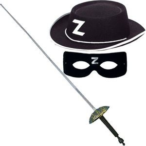 Faram Zorro verkleedset - zwart masker - hoed - sabel voor kinderen