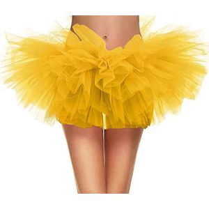 KIMU Korte Tutu Geel Tule Rokje - Maat XS S M - Gele Petticoat Rok Dames Meisje - Ballet Tulerokje Balletpakje Sneeuwwitje Bloem M&M Festival