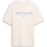 TOM TAILOR - Shirt - Wit - Ronde Hals - Kwartmouw - Normale Pasvorm