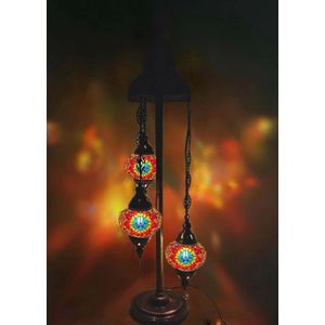 Turkse Lamp - Vloerlamp - Mozaïek Lamp - Marokkaanse Lamp -Oosters Authentiek Handgemaakt Multicolour ster 3 bollen