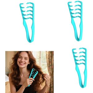 3-Stuks Fluffy Texture Comb - Haarstylingkam - Hoog Schedel Artefact - Ponystylingkam - Kam - Haarverzorgingskam - Kam met brede tanden - Lengte 20 cm - Krullend en dik haar - Geschikt voor dagelijkse styling, als cadeau - groen