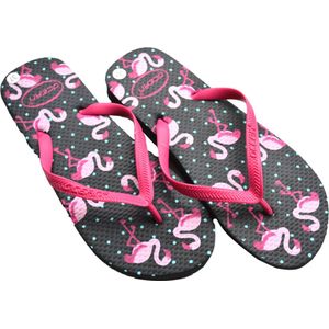 Flamingo slippers zwart - maat 38