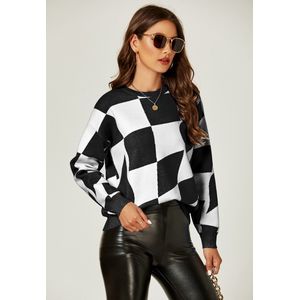 Comfortabele trui met geometrisch patroon in zwart en wit