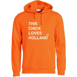 This chick loves Holland Oranje Hoodie | Nederlands Elftal | EK Duitsland 2024 | Voetbal | Unisex | Trui | Sweater | Hoodie | Capuchon