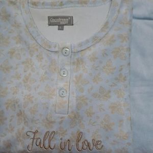 Cocodream dames pyjama velours - maat M - Fall in love - blue