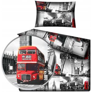 Kinderbeddengoed Londen Grijs 100x135 cm Katoen