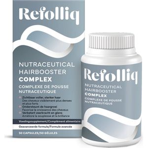 Refolliq Nutraceutical Hairbooster Complex Capsules - Zichtbaar voller, sterker haar - Ondersteunt de haargroei - Versterkt haar, huid en nagels - Verbetert veerkracht en glans - 50 capsules
