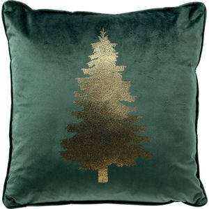 TREE - Sierkussen 45x45 cm - Kerst - Mountain View - donkergroen