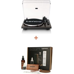 Lenco Platenspeler Bundel LBT-345WA + TTA-6IN1 - Platenspeler met Bluetooth en Aandrukgewicht + Cleaning Kit - Expertise Lijn
