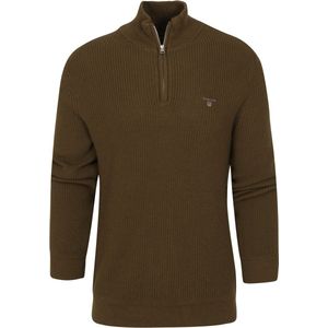 Gant Halfzip Wol Donkergroen - Maat XXL - Heren - Pullovers