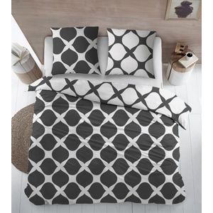 Sleepnight - Katoen Anthracite Geruit - LP002728 - B 270 x L 220 cm - Lits-jumeaux extra breed - Omkeerbaar/Anti-allergisch/Antibacterieel