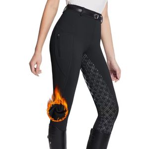 Rijlegging met siliconen grip - full seat - fleece gevoerd - rijbroek - zwart - maat L