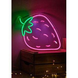 OHNO Neon Verlichting Strawberry - Neon Lamp - Wandlamp - Decoratie - Led - Verlichting - Lamp - Nachtlampje - Mancave - Neon Party - Wandecoratie woonkamer - Wandlamp binnen - Lampen - Neon - Led Verlichting - Rood, Groen