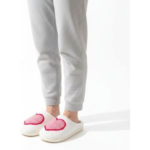 Warme Love Sloffen - Pantoffels - Instappers - Wit - Hartje - Dames