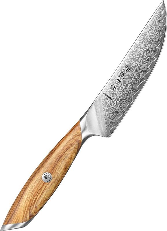 Hezhen - X01 Flagship Series - Steakmes - Olijfhout - Damascus Poederstaal