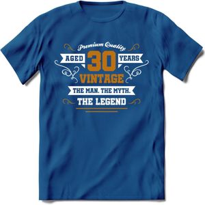 30 Jaar Legend T-Shirt | Goud - Wit | Grappig Verjaardag en Feest Cadeau Shirt | Dames - Heren - Unisex | Tshirt Kleding Kado | - Donker Blauw - 3XL