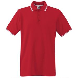 Fruit of the Loom Poloshirt Heren Rood-Wit maat XXL Dubbele strepen