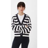 Comma - Vest - Blauw/Wit - Met Drop-Shoulder Design