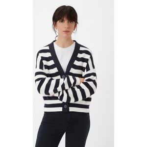 Comma - Vest - Blauw/Wit - Met Drop-Shoulder Design