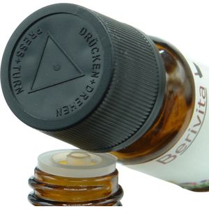 Kindveilige Druppeldoppen DIN18 0,7mm voor etherische olie - 50 stuks - Zwart - Tastbare Gevarenaanduiding