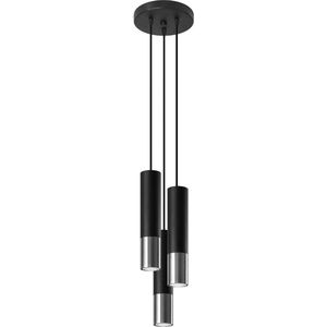 Sollux - Hanglamp Loopez 3 lichts Ø 20 cm zwart chroom