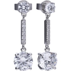 Diamonfire - Zilveren oorhangers Classics - Zirkonia - Rond