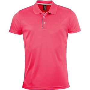 SOLS Heren Performer korte mouw Pique Polo Shirt (Neon-koraal)