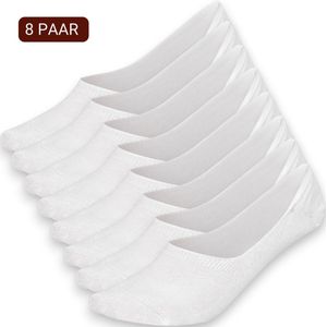 Sukats® No Show Enkelsokken 8 Paar - Invisibles - Footies - Wit - Dames - Katoen - Maat 35-38 - Sneakersokken - Voordeelverpakking - Naadloos - Onzichtbare Sokken