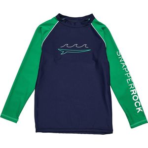 Snapper Rock - UV-rashtop voor kinderen - Lange mouw - UPF50+ - New Wave - Marineblauw/Groen - maat 4 (97-104cm)