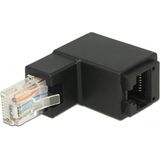 UTP CAT6 Gigabit RJ45 haakse adapter - haaks naar beneden / zwart