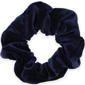 Kraagjeskopen.nl Scrunchie Velvet donkerblauw Haarelastiek Haaraccessoire - 1 stuk
