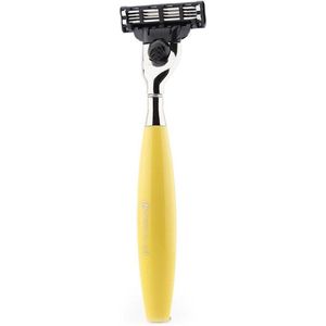 Perfecte 3 rand compatibel scheren scheermes geel omgaan baard en snor schoon scheren veiligheidsscheermes voor heren, cadeau voor heren (3 Blade long Handle Razor)