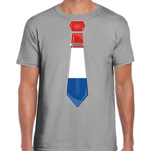 Bellatio Decorations Verkleed shirt voor heren - stropdas Nederland - grijs - supporter - themafeest XL