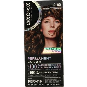 SYOSS Permanent Coloration 4-65 - Haarverf - Permanente Haarkleuring - Chocolate Copper – Grijsdekking – Vermindert Haarbreuk - 1 Stuk