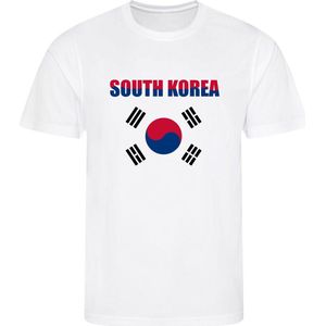 WK - South Korea - 대한민국 - T-shirt Wit - Voetbalshirt - Maat: 122/128 (S) - 7 - 8 jaar - Landen shirts