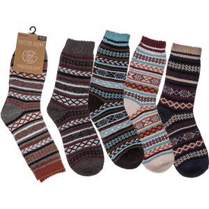 Heren gebreide sokken – Natural – maat 42-46 – warme wollen sokken – 5 assorti – zachte winterkwaliteit