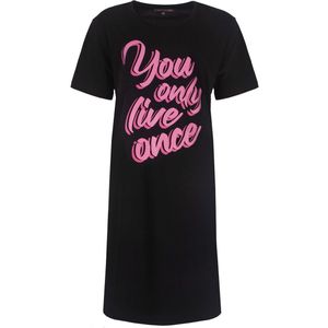 Tenderness Dames Nachthemd - Katoen - Zwart - Maat S