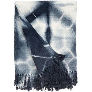 Nordal WoonPlaid Deken | Tie Dye Blauw Wit Katoen | 175 x 125 cm