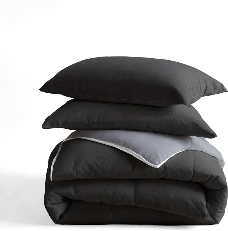 Sleeptime 2 in 1 Omkeerbare Dekbed - Dekbed zonder Overtrek + Gratis Kussenslopen - 240x200 - Zwart/Antraciet