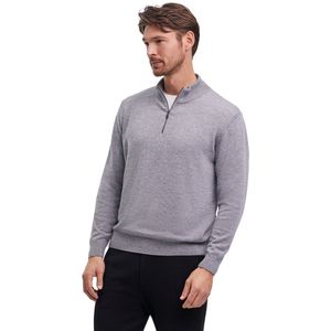 FALKE Basic Lambswool Half-Zip zachte elegante wol trui heren grijs - maat M