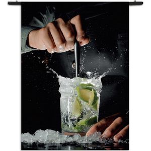 Mezo Wandkleed Cocktail Bar 02 Rechthoek Verticaal XXL (250 X 180 CM) - Wandkleden - Met roedes