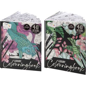 Craft Sensations Colouringbook Luxury with Glitter | Set van 2 | 250 grams | Dik Kleurpapier | geschikt voor markers & kleurpotloden | Elk kleurboek voorzien van 40 pagina's | Kleurboek voor volwassenen | 80 designs in totaal