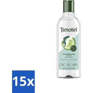 15 x Timotei - Shampoo - Detox - Komkommerextract - 300ml - Siliconenvrije Shampoo - Komkommerextract - Reinigende Shampoo - Milieuvriendelijke Shampoo - Duurzame Shampoo