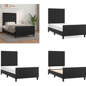 vidaXL Bedframe met hoofdbord kunstleer zwart 90x190 cm - Bedframe - Bedframes - Bed - Slaapmeubel