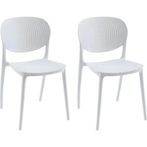 Set van 2 polypropyleen stapelstoelen - Wit - CARETANE L 46 cm x H 81.5 cm x D 51 cm